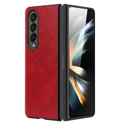 Samsung Galaxy Z Fold 4 Leather Case Simple Sleek Protection - Red