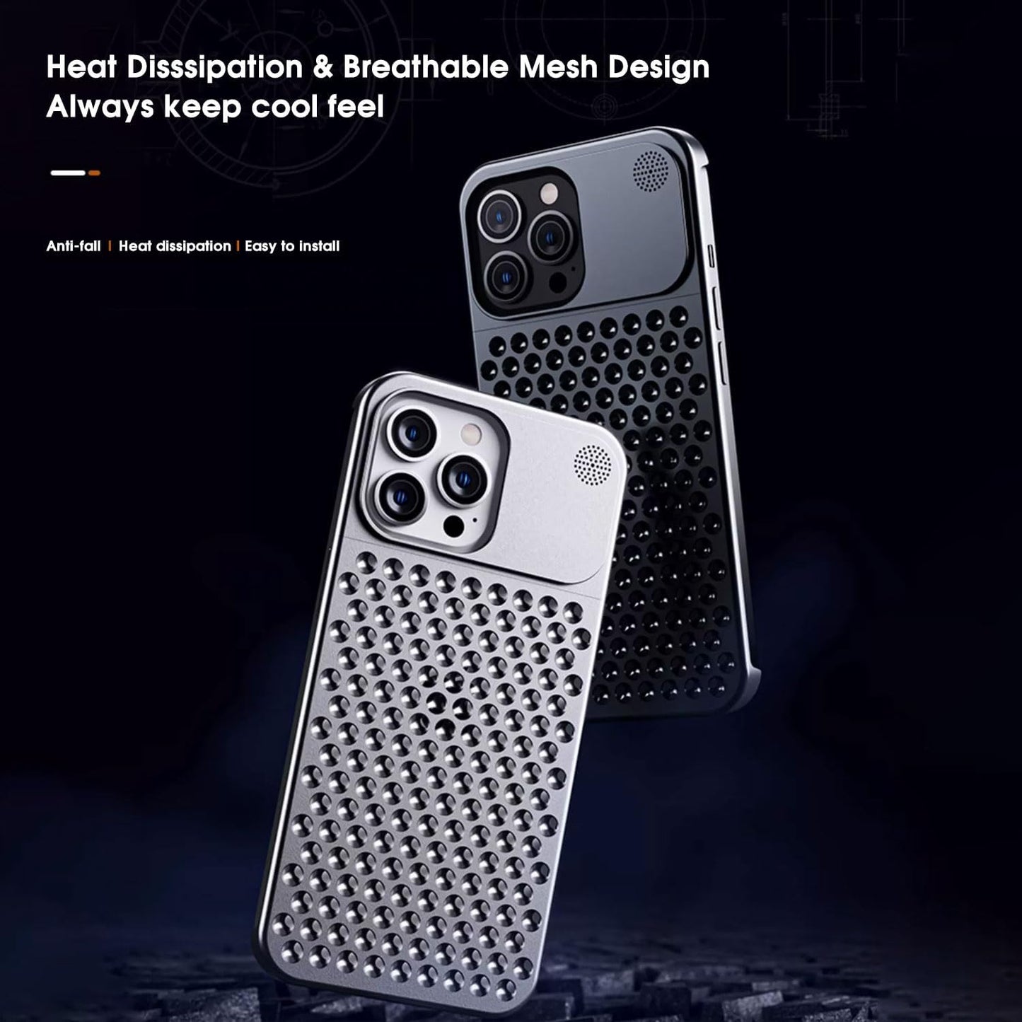 iPhone 15 Pro Frameless Metal Heat Dissipation Aluminum Cooling Case with Aroma - Silver