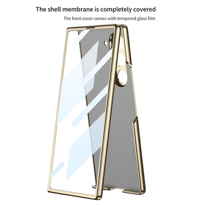 Samsung Galaxy Z Fold 6 Luxury Gold Plating Deer Glass Case with Font Glass - Green