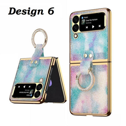 Samsung Galaxy Z Flip 4 Slim Case With Ring Shiny Bling Diamond Plating Case