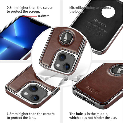 iPhone 15 Plus Premium Quality Luxurious Leather Case - Dark Brown