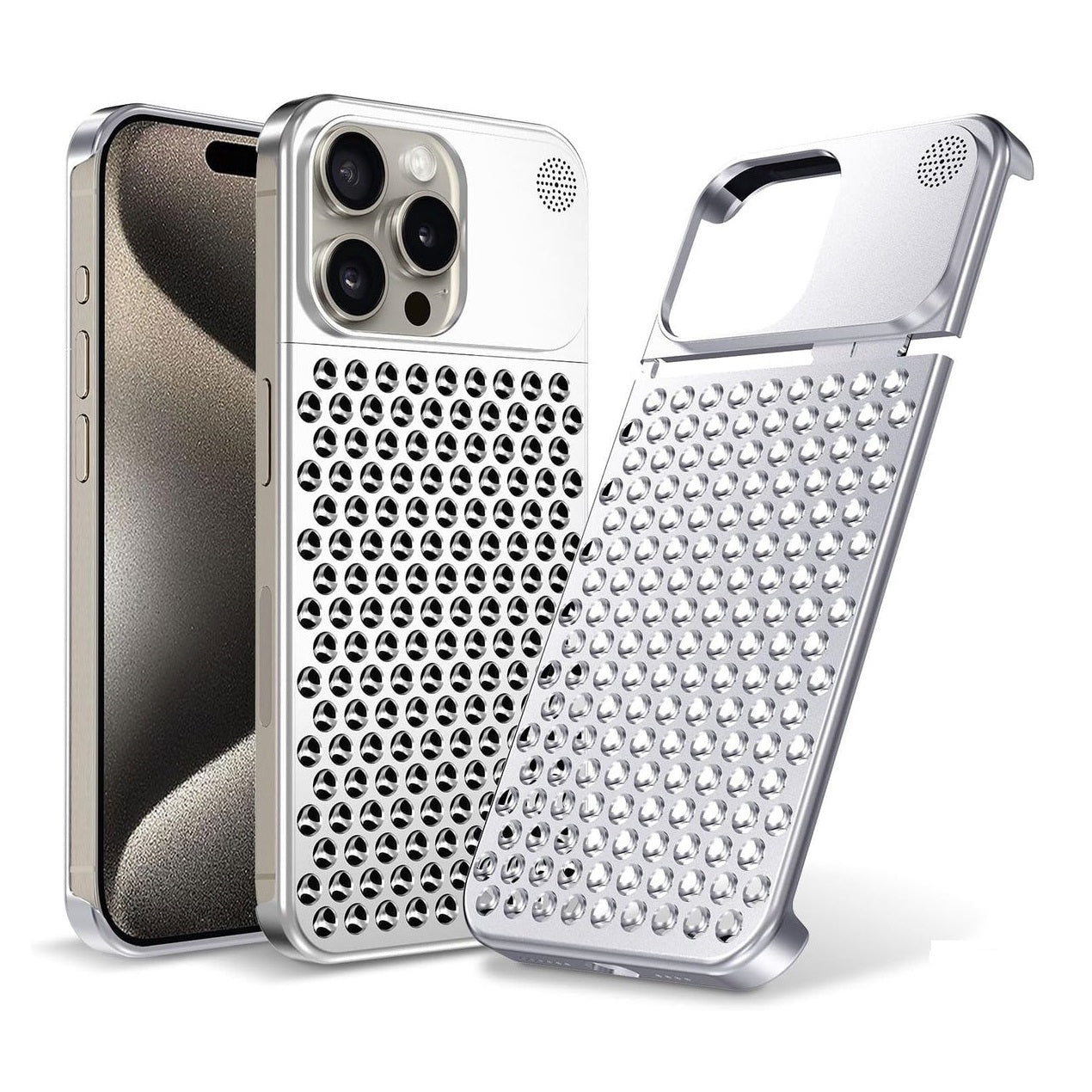 iPhone 15 Pro Frameless Metal Heat Dissipation Aluminum Cooling Case with Aroma - Silver