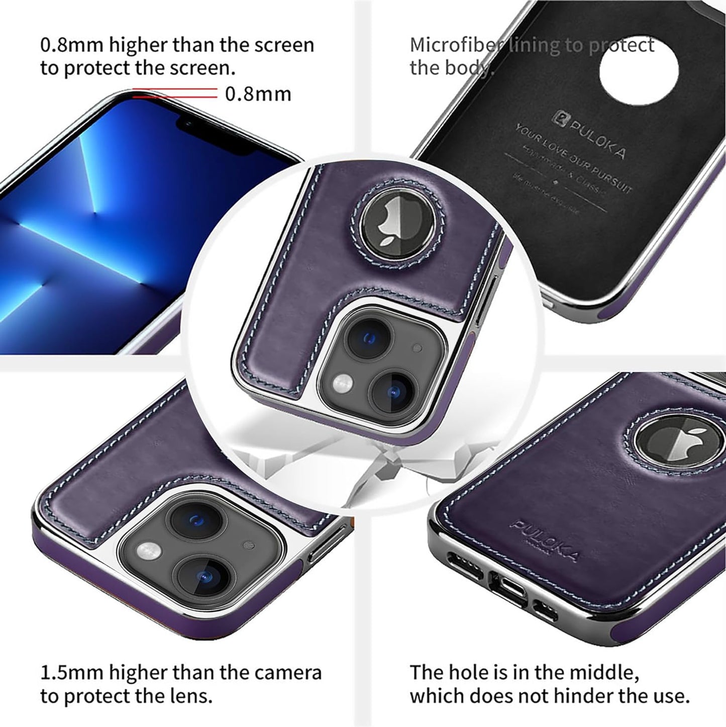 iPhone 14 Plus Premium Quality Luxurious Leather Case - Purple