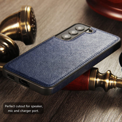 Premium PU Leather Back Cover Case for Samsung Galaxy S23-Blue