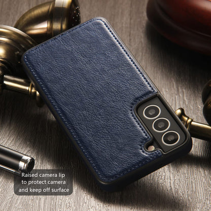 Premium PU Leather Back Cover Case for Samsung Galaxy S23-Blue