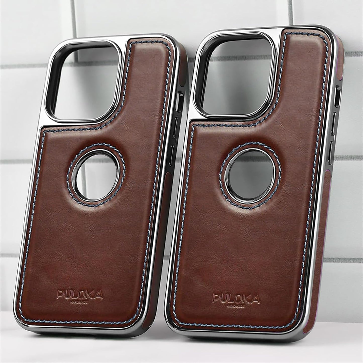 iPhone 14 Premium Quality Luxurious Leather Case - Dark Brown