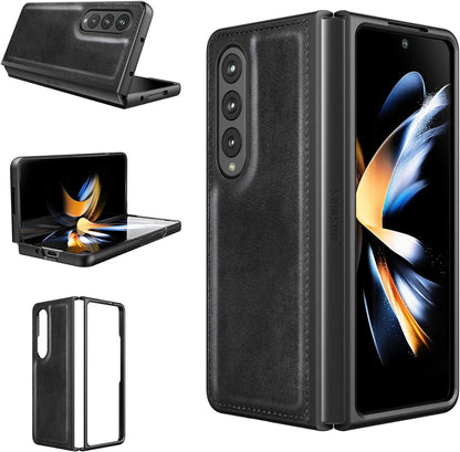 Samsung Galaxy Z Fold 4 Leather Case Simple Sleek Protection - Black