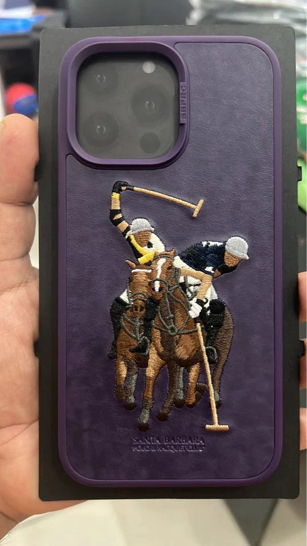 iPhone 14 Pro Santa Barbara Polo Jocky Series Leather Case - Purple