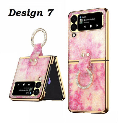 Samsung Galaxy Z Flip 4 Slim Case With Ring Shiny Bling Diamond Plating Case