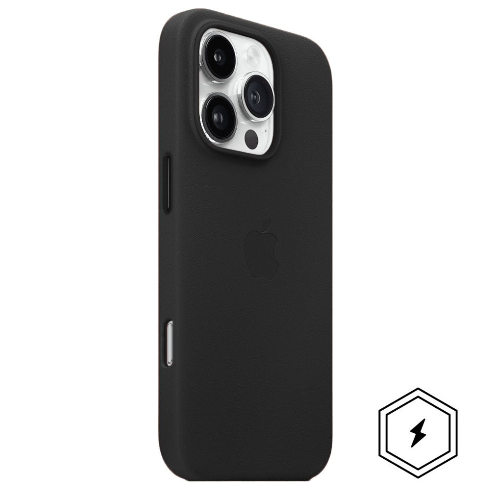 iPhone 16 Pro Leather Case with MagSafe & IC Animation - Black