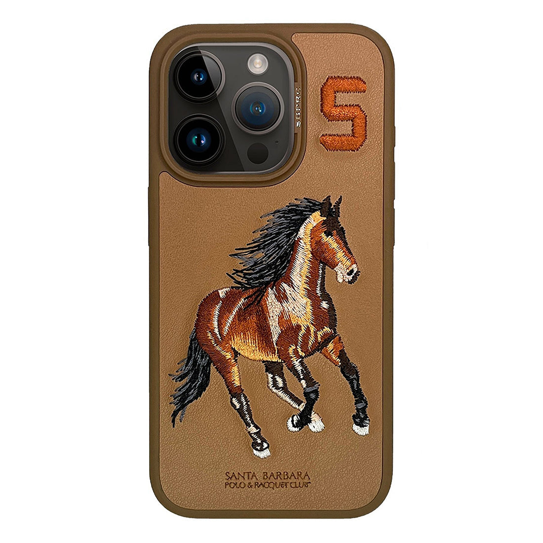 iPhone 15 Pro  Santa Barbara Boris Series Embroided Horse Leather Back Case