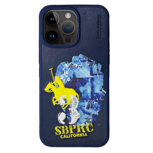 Santa Barbara Marcus Series Genuine Leather Case for iPhone 15 Pro - Blue