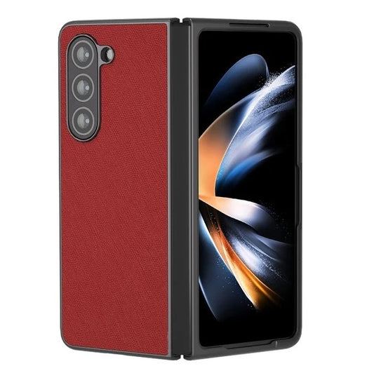 Samsung Galaxy Z Fold 5 Plain Leather Case-Red