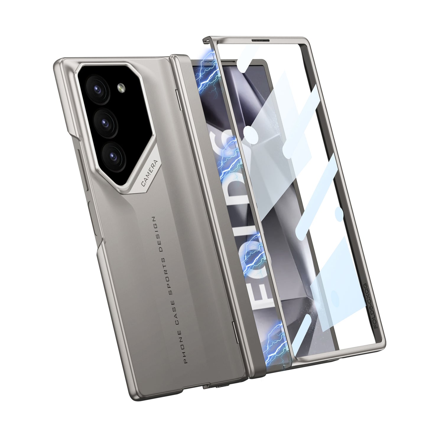 Samsung Galaxy Z Fold6 GKK Raptor Pro Case with Camera Hinge & Front Glass Protection - Gold