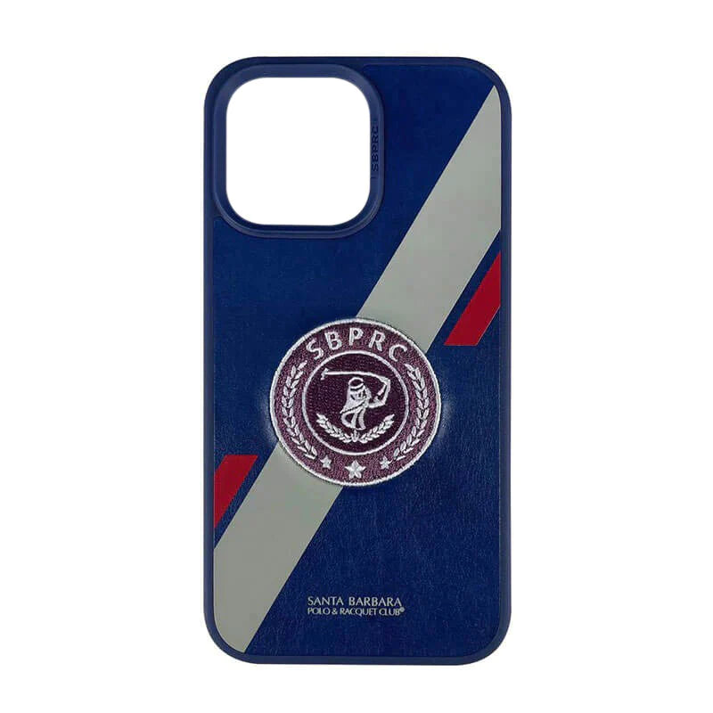 iPhone 14 Pro Max Santa Barbara Gareth Series Genuine Leather Case - Blue