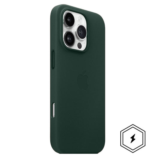 iPhone 16 Pro Max Leather Case with MagSafe & IC Animation - Green