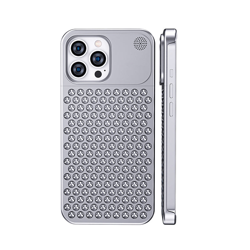 iPhone 15 Pro Frameless Metal Heat Dissipation Aluminum Cooling Case with Aroma - Silver