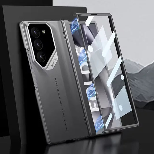 Samsung Galaxy Z Fold6 GKK Raptor Pro Case with Camera Hinge & Front Glass Protection - Gray