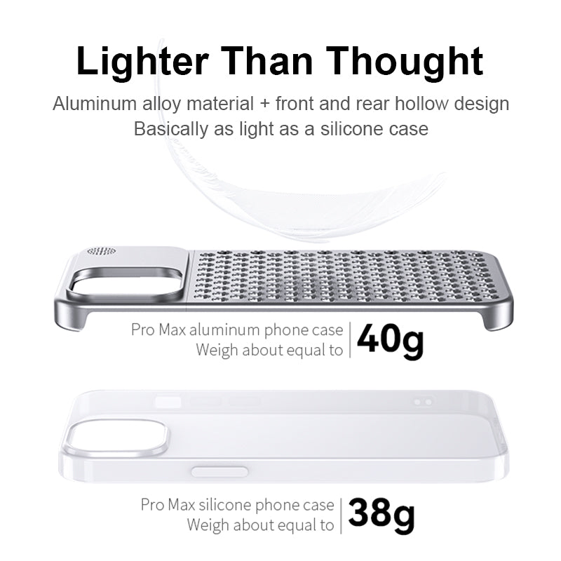 iPhone 15 Pro Frameless Metal Heat Dissipation Aluminum Cooling Case with Aroma - Silver