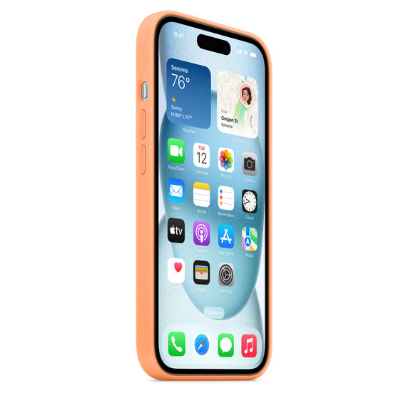 iPhone 15 Silicon Case with Magsafe Case-Orange