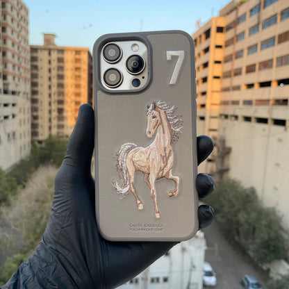 iPhone 16 Pro Max Santa Barbara Boris Series Horse Leather Case - Titanium