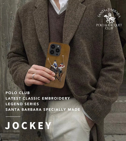 iPhone 14 Pro Santa Barbara Polo Jocky Series Leather Case - Brown