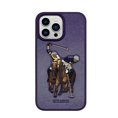 iPhone 14 Pro Santa Barbara Polo Jocky Series Leather Case - Purple