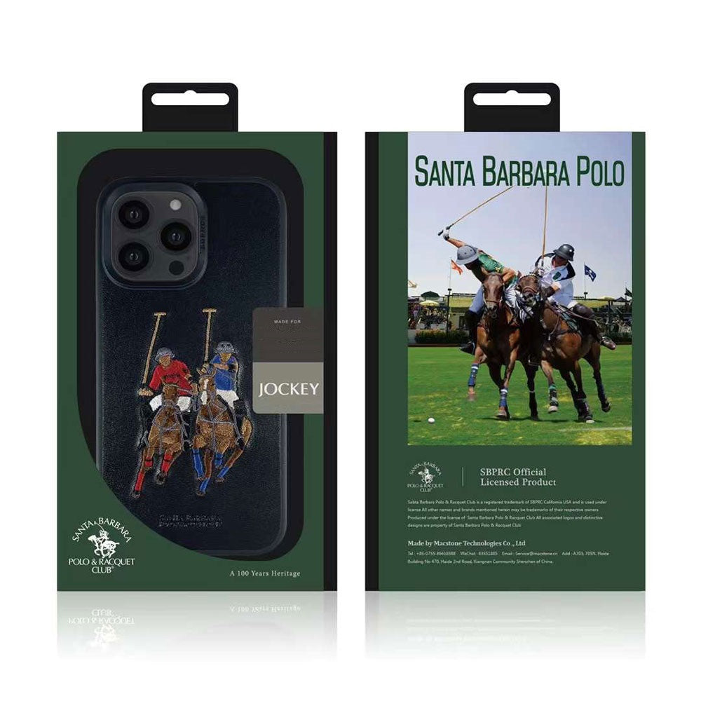 iPhone 14 Pro Santa Barbara Polo Jocky Series Leather Case - Black