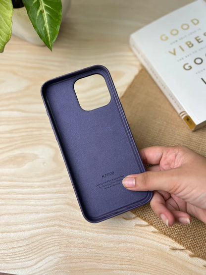 iPhone 15 Kzdoo Noble Classic Series Genuine Leather Case - Purple