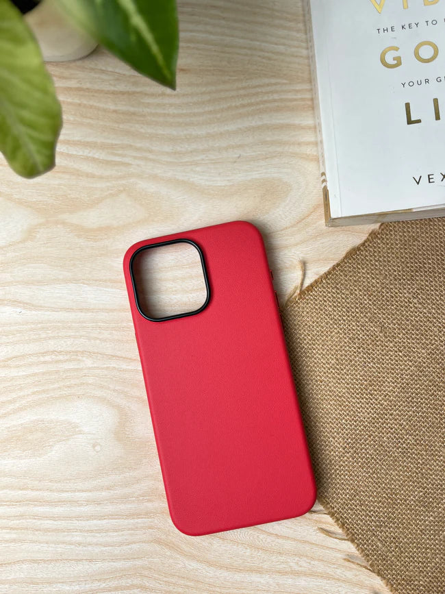 iPhone 15 Kzdoo Noble Classic Series Genuine Leather Case - Red