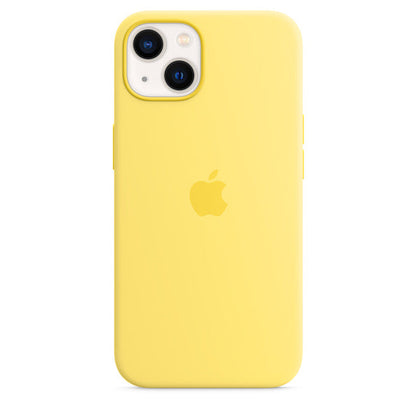 iPhone 14 Plus Silicon Case with Inner Fabric - Yellow