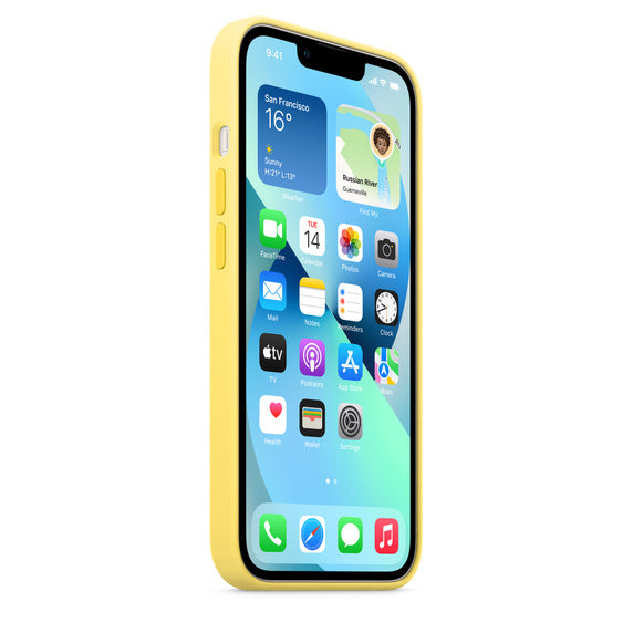 iPhone 14 Plus Silicon Case with Inner Fabric - Yellow