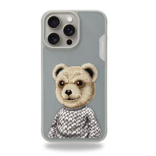 iPhone 15 Pro Max Nimmy Official Embroidery Teddy Shockproof Case - Titanium