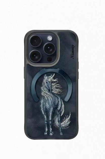 iPhone 15 Pro Nimmy Official Fantasy Animal Series Leather Case with Magsafe - Unicorn