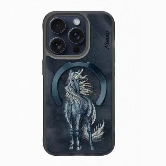 iPhone 15 Pro Nimmy Official Fantasy Animal Series Leather Case with Magsafe - Unicorn