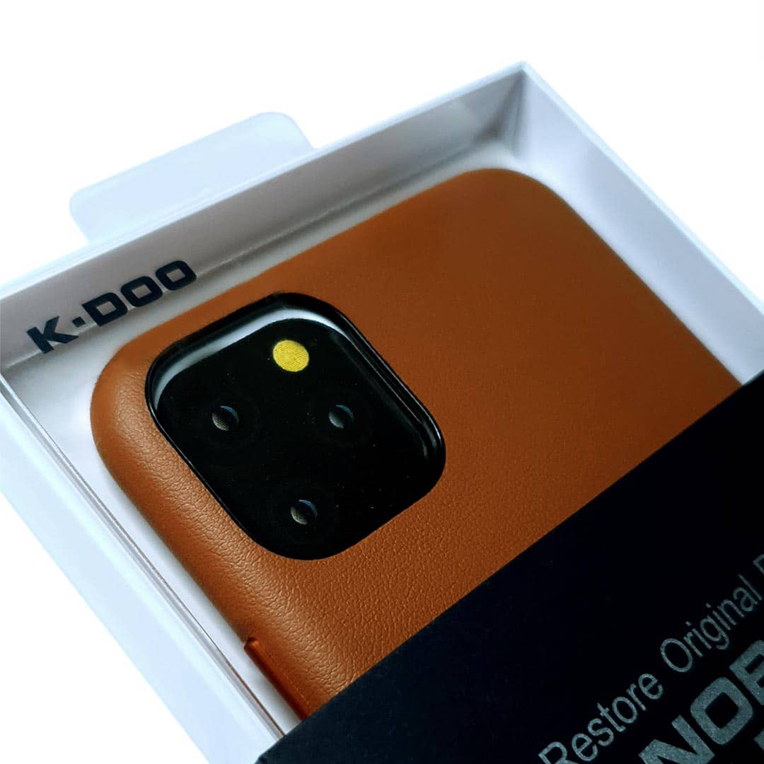 K-Doo iPhone 13 Pro Leather Back Cover Case - Brown