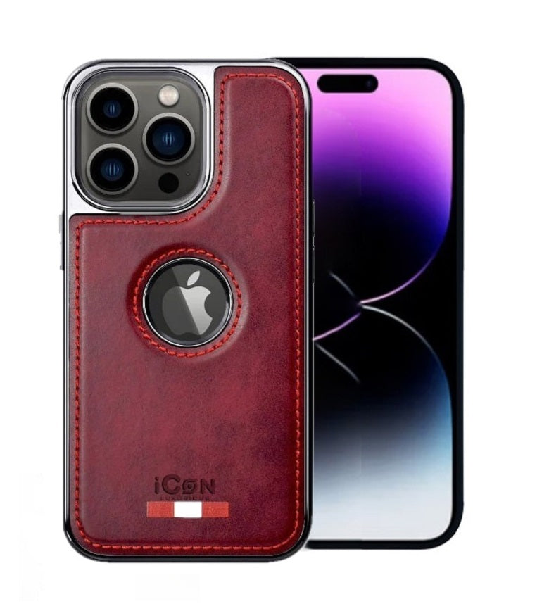 iPhone 15 Pro Premium Quality Luxurious Leather Case - Red