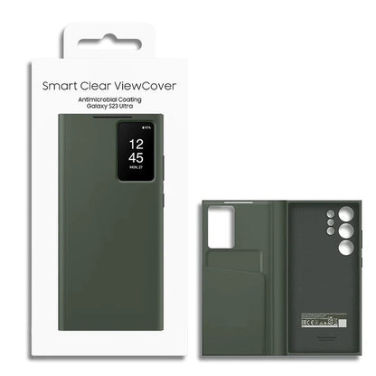 Samsung Galaxy S23 Ultra S-View Window Flip Wallet Case with Control - Green