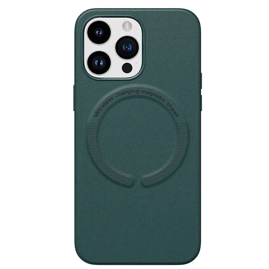 iPhone 13 Pro Premium Leather Magsafe Back Cover - Green