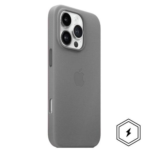 iPhone 16 Pro Leather Case with MagSafe & IC Animation - Gray