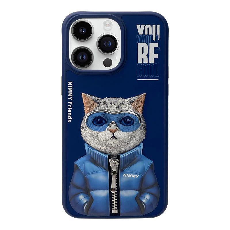 iPhone 15 Pro Max Nimmy Embroidery Jacket Series Case Cover - Cat