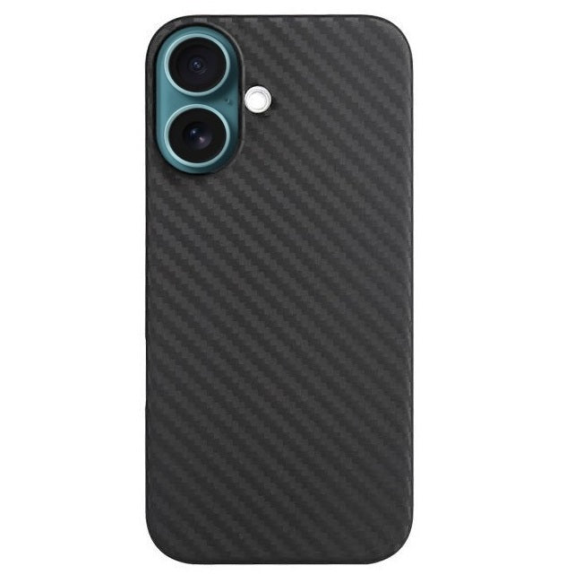 iPhone 16 Slim Carbon Fiber Texture Anti-Fingerprint Hard Matte Case - Black