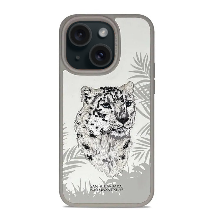 iPhone 15 Plus Savanna Series Santa Barbara Genuine Leather Case - White