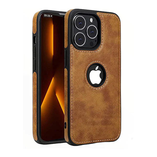 iPhone 13 Pro Original PU Leather Case Classic Luxury Elegant with Logo Cut - Brown