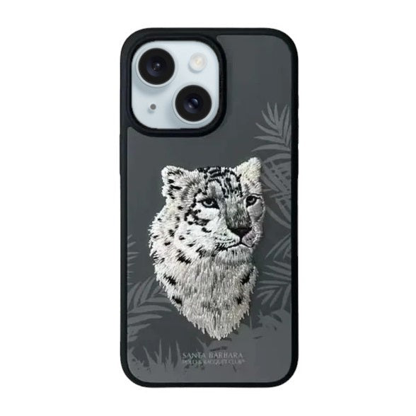 iPhone 15 Plus Savanna Series Santa Barbara Genuine Leather Case - Gray