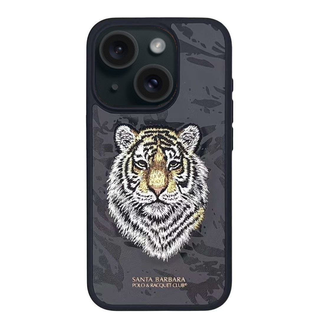 iPhone 15 Plus Savanna Series Santa Barbara Genuine Leather Case - Tiger