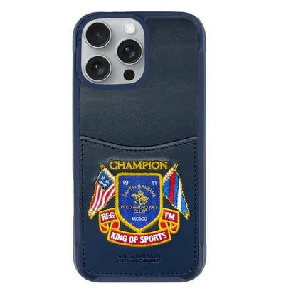 iPhone 16 Pro Santa Barbara Abner Series Polo Original Leather Case with Card Slot - Navy