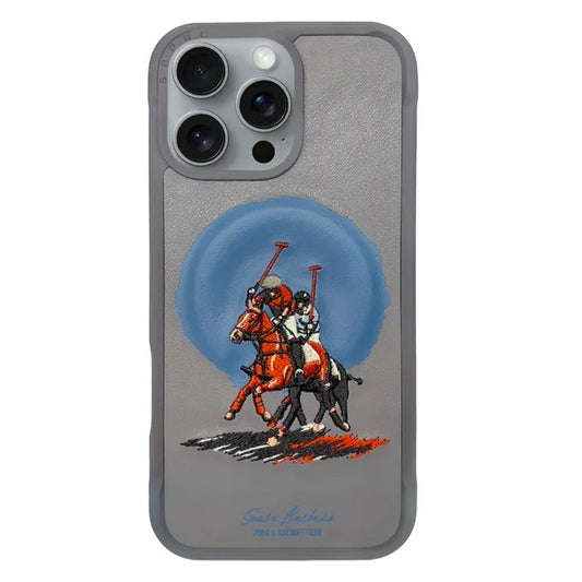 iPhone 16 Pro Max Santa Barbara Aubrey Series Polo Original Leather Magsafe Case - Gray