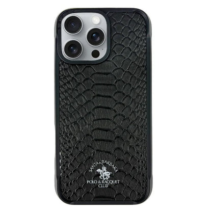 iPhone 16 Pro Max Santa Barbara Knight Series Polo Orignal leather Case - Black