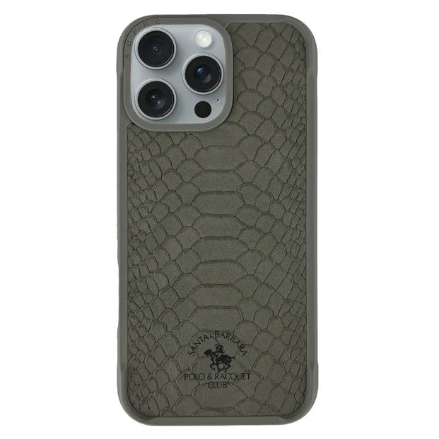 iPhone 16 Pro Max Santa Barbara Knight Series Polo Orignal leather Case - Titanium Gray